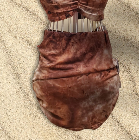 Sexy 2 piece brown skirt set small new with tags - Picture 2 of 3